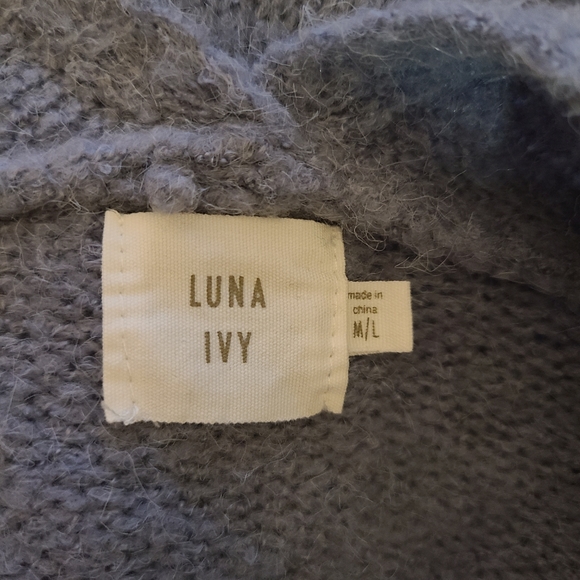 Luna Ivy M/L open front long sleeve blue cardigan - Picture 3 of 6
